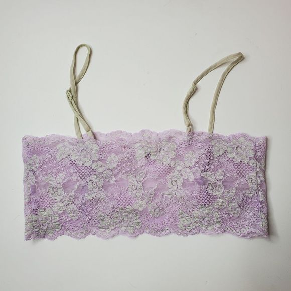 Vintage 00s Y2K Purple Lavender Green Floral Lace Victoria's Secret Bandeau Sz M - Picture 2 of 3